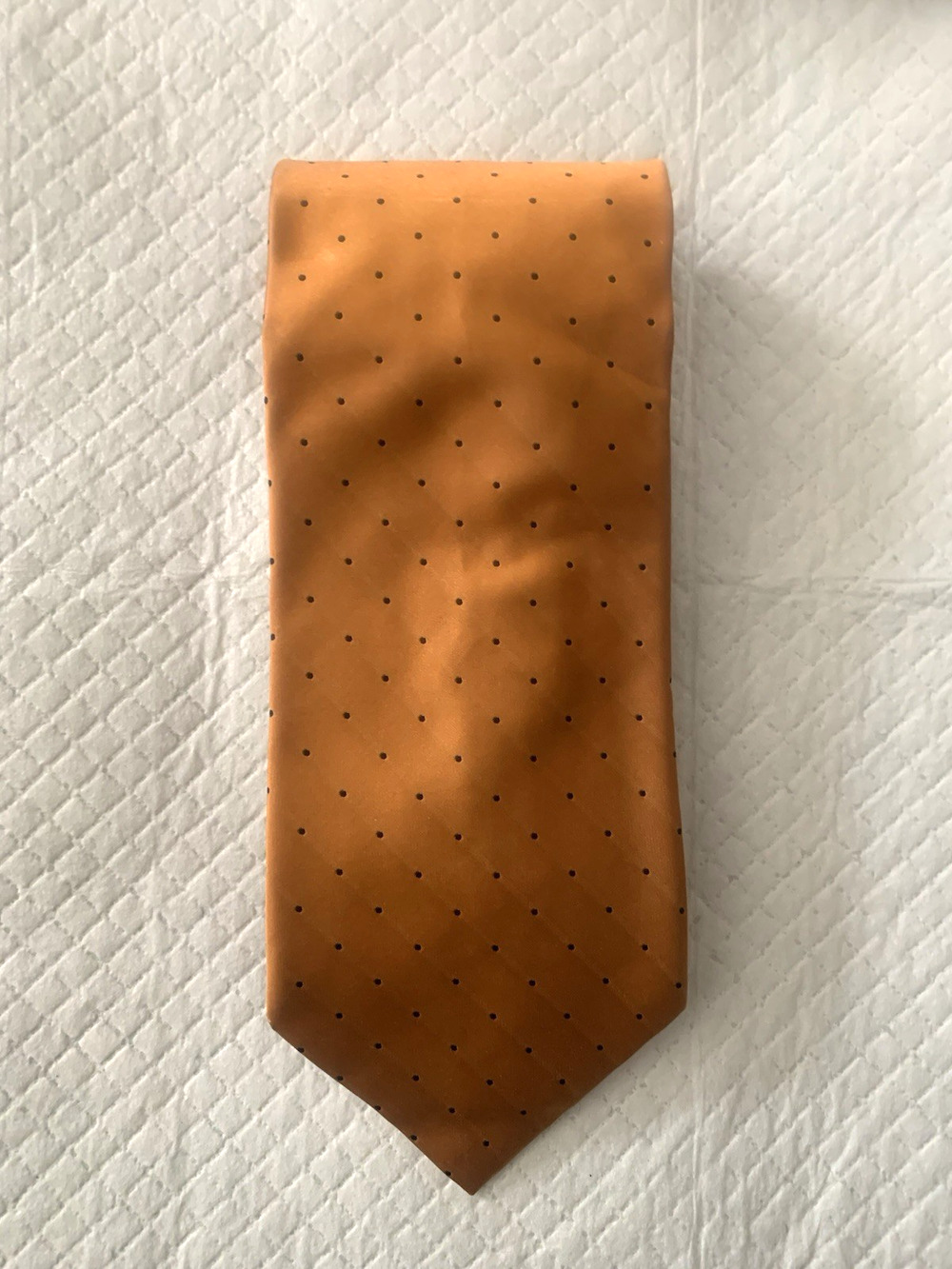 Beautiful Classic Brioni Gold w/ Black Polka Dots Men's Tie (Hand Made)